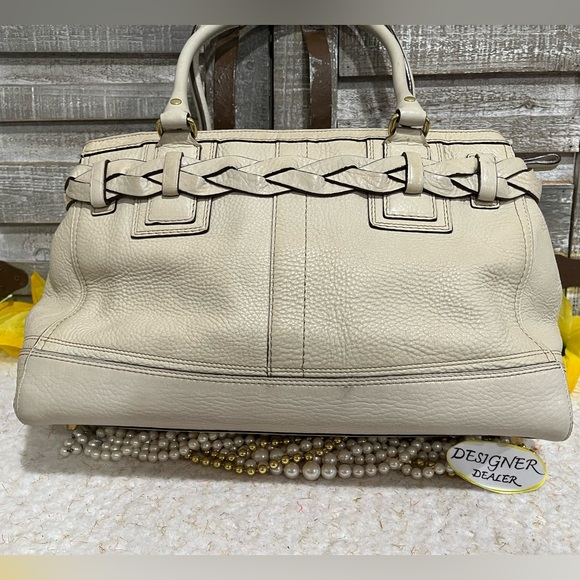 Authentic COACH Hampton Off White Leather Carryall Satchel 10529 GUC! - Picture 5 of 12